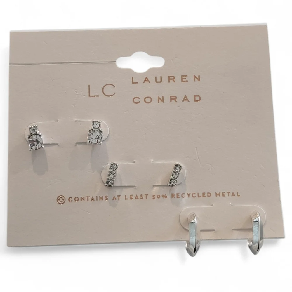 LC Lauren Conrad Silver Earring Trio